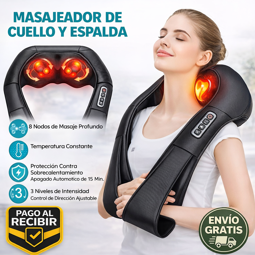 MASAJEADOR CERVICAL ELÉCTRICO PRO — TECNOLOGÍA DE ALIVIO INTELIGENTE