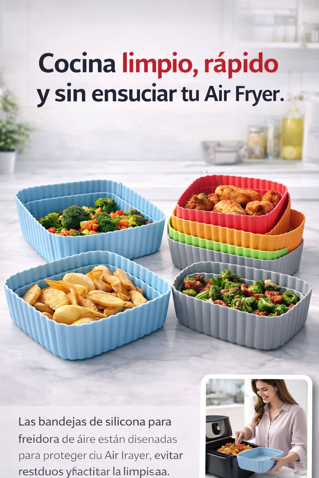 🍳 Tu Air Fryer limpia. Tu comida perfecta.