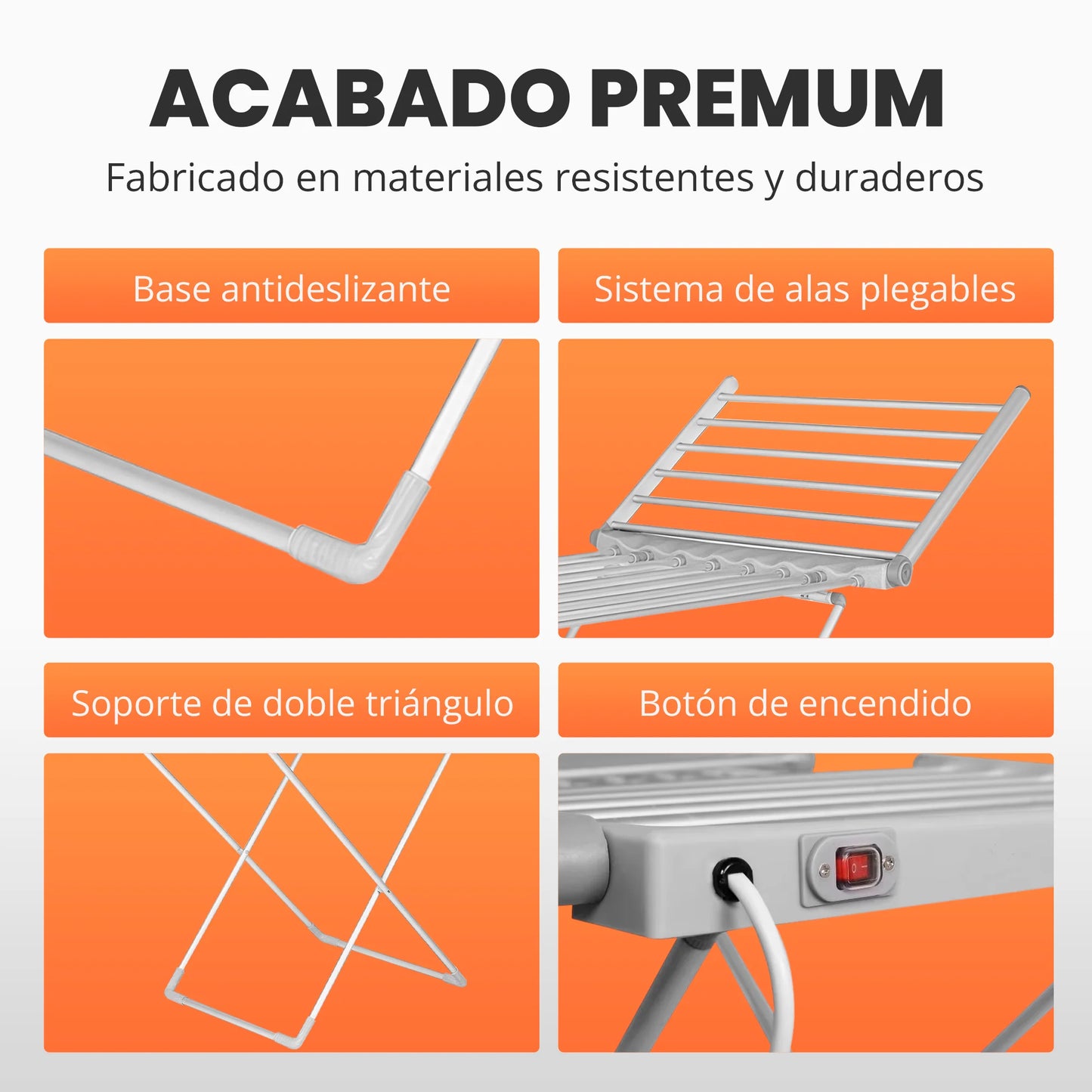 🏠🔥 Tendedero eléctrico con calefacción de acero inoxidable