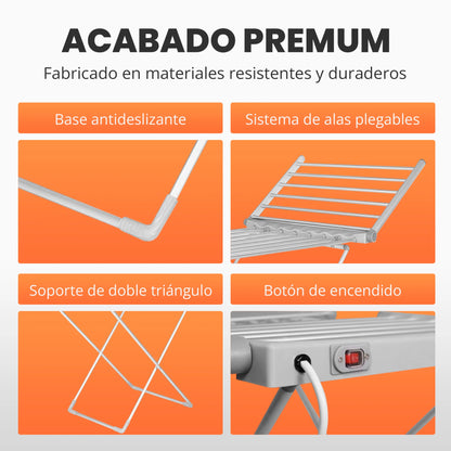 🏠🔥 Tendedero eléctrico con calefacción de acero inoxidable