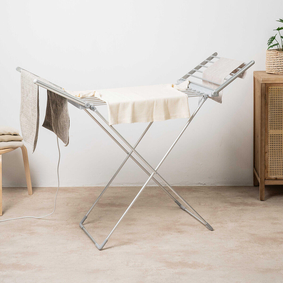 🏠🔥 Tendedero eléctrico con calefacción de acero inoxidable